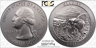 2011-P 25C Glacier NP  5 oz Silver SP68