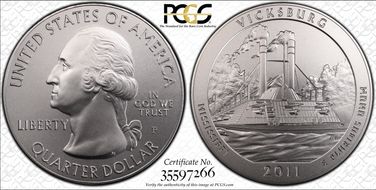 2011-P 25C Vicksburg NP  5 oz Silver SP69