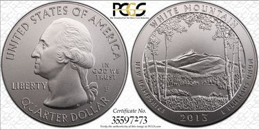 2013-P 25C White Mountain NP 5 oz Silver SP68