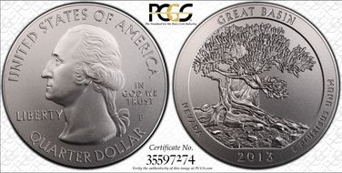 2013-P 25C Great Basin NP 5 oz Silver SP69