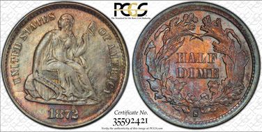 1872-S H10C Mintmark Below Bow MS66