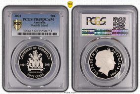 2001 50C Norfolk Island PR69DCAM