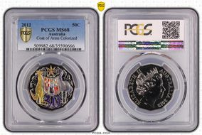 2012 50C Coat of Arms Colorized MS68