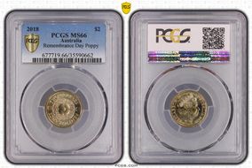 2018 $2 Remembrance Day Poppy 30th Ann. $2 Coin MS66