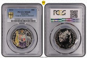 2012 50C Coat of Arms Colorized MS68