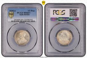 1936(C) 1/2 Rup SW-8.125 MS64+