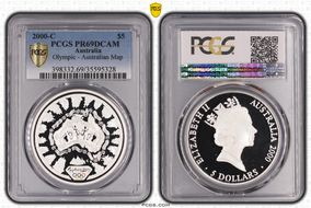 2000-C (1998) $5 Olympic - Australian Map PR69DCAM