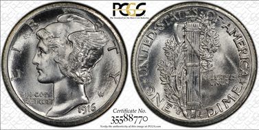 1916-S 10C Mercury MS66+ FB