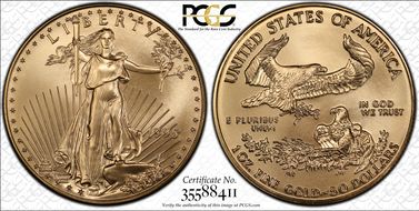 1995 $50 Gold Eagle MS70