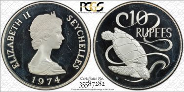 1974 10 Rup Sea Turtle PR64DCAM