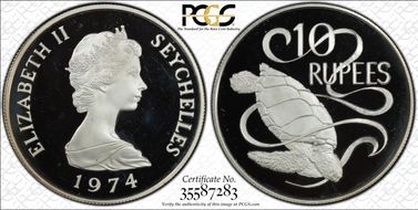 1974 10 Rup Sea Turtle PR66DCAM