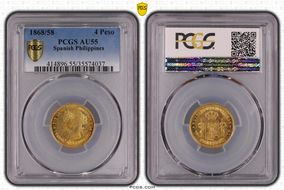 1868/58 4 Peso KM-144 AU55