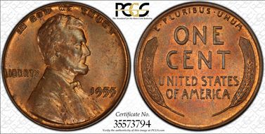 1955 1C Doubled Die Obverse MS63RB