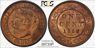 1859 1C Narrow 9 MS64RB