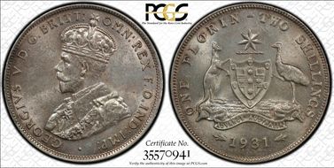 1931(m) Florin KM-27  Ag MS63