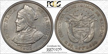 1905 50C KM-5  Ag AU55