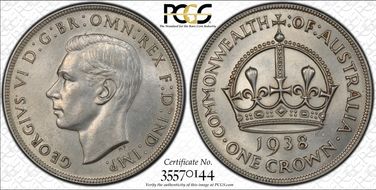 1938 Crown KM-34  Ag AU58