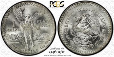 1983-Mo Onza Libertad Ag MS67+