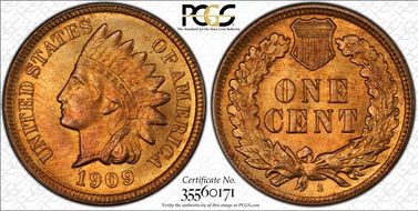 1909-S 1C Indian MS65+ RD