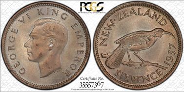 1937 6D KM-8 Ag MS66