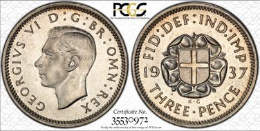 1937 3D S-4085 Silver Shield on Rose PR65