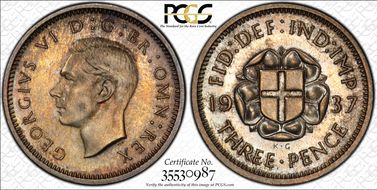 1937 3D S-4085 Silver Shield on Rose PR66