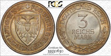 1926-A 3 Mk Lubeck J-323 MS66+