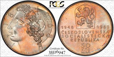 1968 50 Kor 50Yr / 20Yr KM-65  Ag MS67