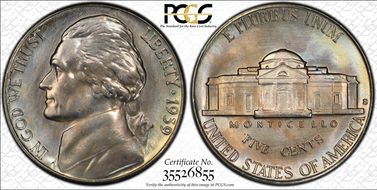 1939-S 5C Reverse of 1938 MS67