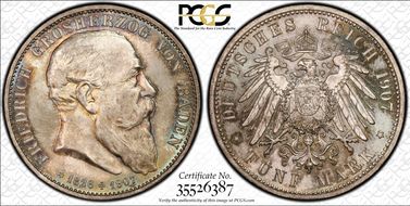 1907 5 Mk Death of Friedrich J-37 MS66