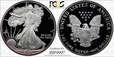 1989-S $1 Silver Eagle PR69DCAM