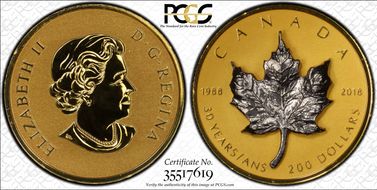 2018 $200 30th Ann. of The SML 3D Reverse Proof PR69