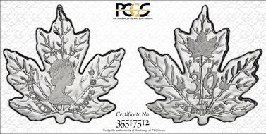 2018 $20 30th Anniversary of The SML Leaf Shaped PR69DCAM