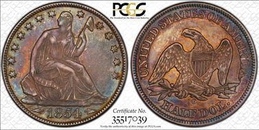 1854-O 50C Arrows AU58