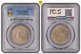 1950 1/2 Cr K.G. Close to Rim MS65