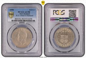 1950 1/2 Cr K.G. Close to Diamond AU58