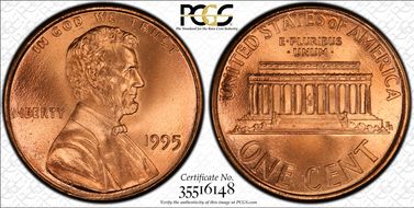 1995 1C Doubled Die Obverse MS68RD