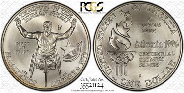 1996-D $1 Paralympic MS70