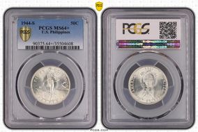 1944-S 50C KM-183  Ag MS64+