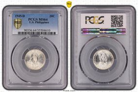 1945-D 20C KM-182  Ag MS64
