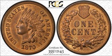 1870 1C MS64+ RB