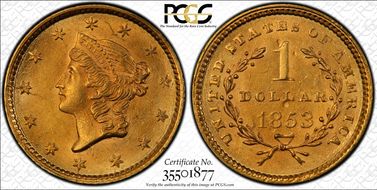1853 G$1 MS62
