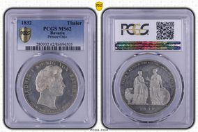 1832 Thaler KM-761 Prince Otto MS62