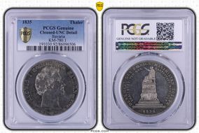 1835 Thaler KM-780.1 Maximilian Statue Long Scepter N1