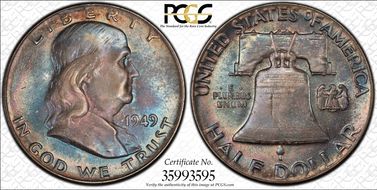 1949 50C Obv Die Clash, FS-402 MS64FBL