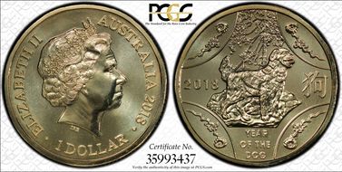 2018-P $1 Year of the Dog CuAl MS68