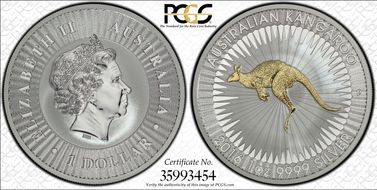 2016-P $1 Kangaroo Ag Selective Gilt MS69