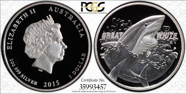 2015-P $1 Great White High Relief PR70DCAM