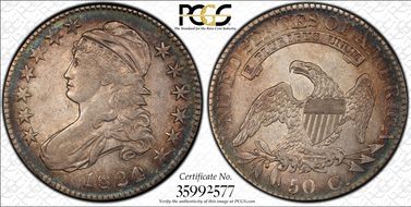 1824 50C Over Various Dates XF40