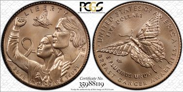 2018-W $5 Breast Cancer Awareness MS70
